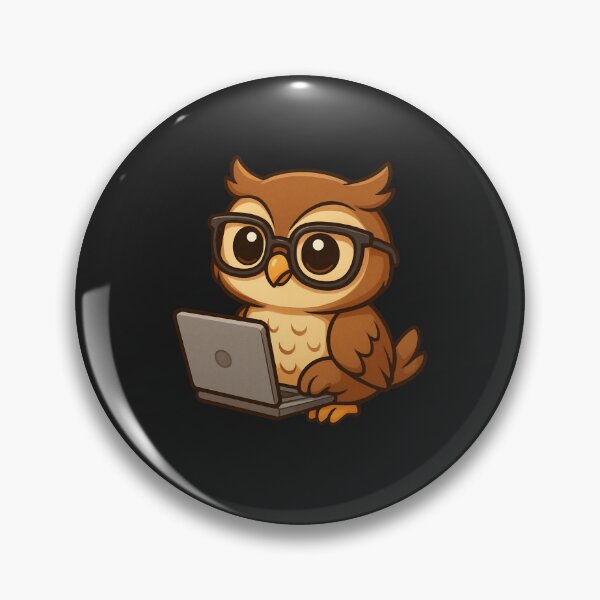 Item preview, Wise Chibi Owl with Laptop – Cute Owl Studying Online Cartoon Art designed and sold by ColorSplash123.