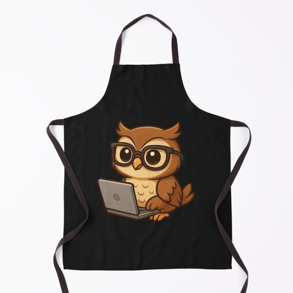 Item preview, Wise Chibi Owl with Laptop – Cute Owl Studying Online Cartoon Art designed and sold by ColorSplash123.