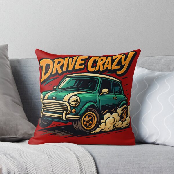 Item preview, Drive Crazy – Retro Mini Cooper in burnout style with Action lettering designed and sold by BlueB420.