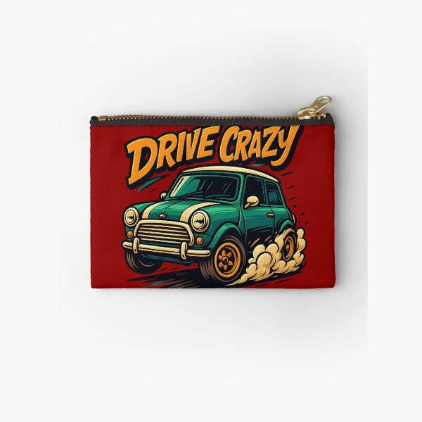 Item preview, Drive Crazy – Retro Mini Cooper in burnout style with Action lettering designed and sold by BlueB420.