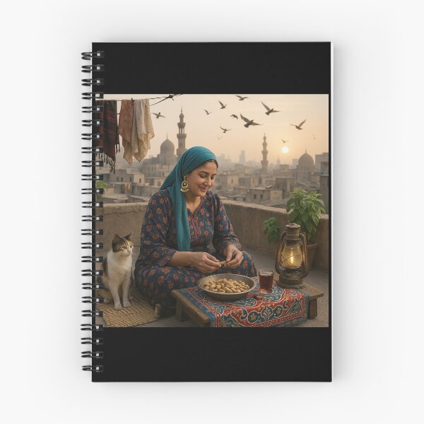 Item preview, Egyptian Rooftop Serenity  Vintage Cairo Woman with Cat designed and sold by TuyaArts.