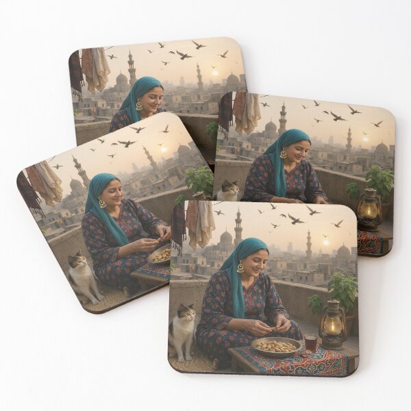 Item preview, Egyptian Rooftop Serenity  Vintage Cairo Woman with Cat designed and sold by TuyaArts.