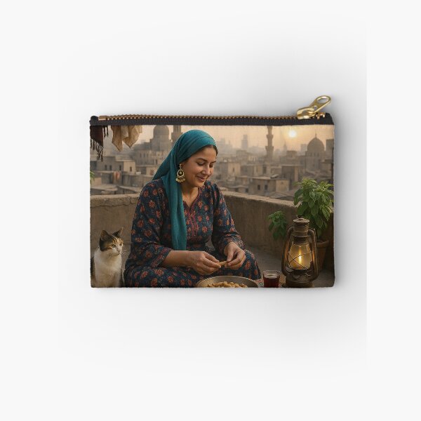 Item preview, Egyptian Rooftop Serenity  Vintage Cairo Woman with Cat designed and sold by TuyaArts.