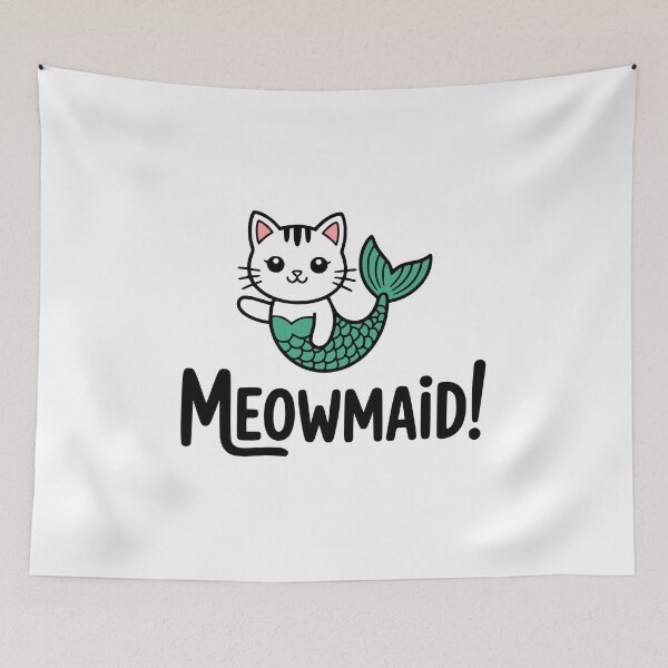 Item preview, Meowmaid! Cute Mermaid Cat Pun designed and sold by PMCreative.