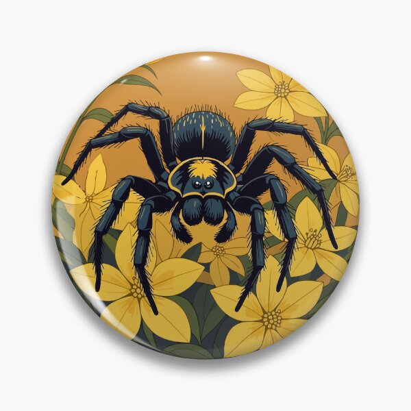 Item preview, Giant Wolf Spider Surrounded By Yellow Jasmine Flowers designed and sold by taiche.