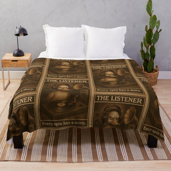 Item preview, The Listener – Vintage Vinyl Poster (Every Spin Has a Story) designed and sold by TeeTimeTreasure.