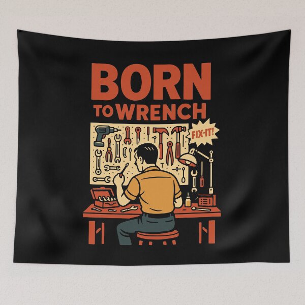 Item preview, Born To Wrench Garage Mechanic Funny designed and sold by LuminOrb.