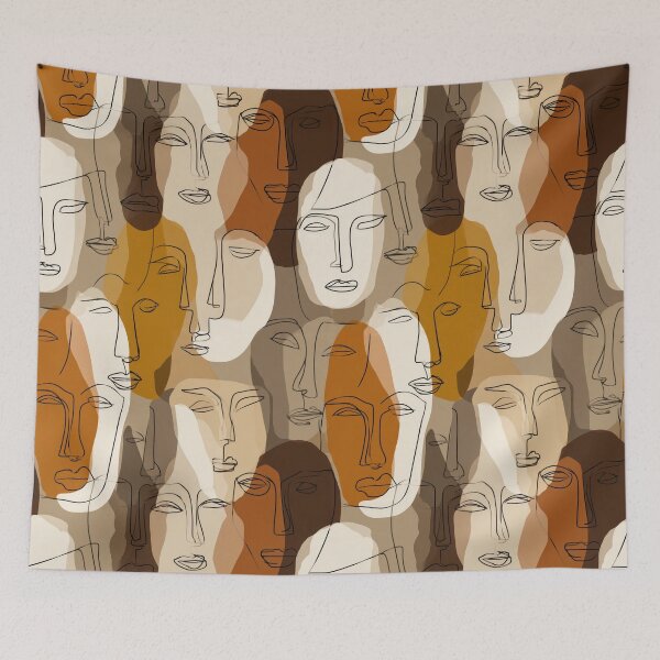 Item preview, Abstract Minimalist Line Art Face Pattern designed and sold by DarklingAnubiss.
