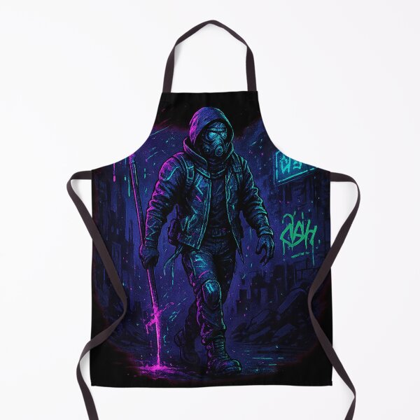 Item preview, Neon Wasteland Wanderer – Cyberpunk Gas Mask Explorer designed and sold by AstralFiber.