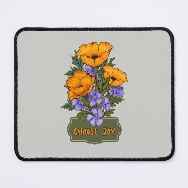 Item preview, Choose JOY, Orange Poppies, Periwinkle Flowers, Illustration designed and sold by JoyfulWhimsy.