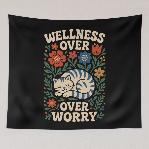 Item preview, Wellness Over Worry Mindfulness Affirmation designed and sold by LuminOrb.