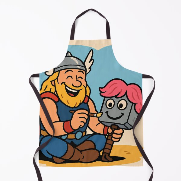 Item preview, "Thor Decorating Mjolnir – Funny Norse Cartoon" designed and sold by NorseDrip.