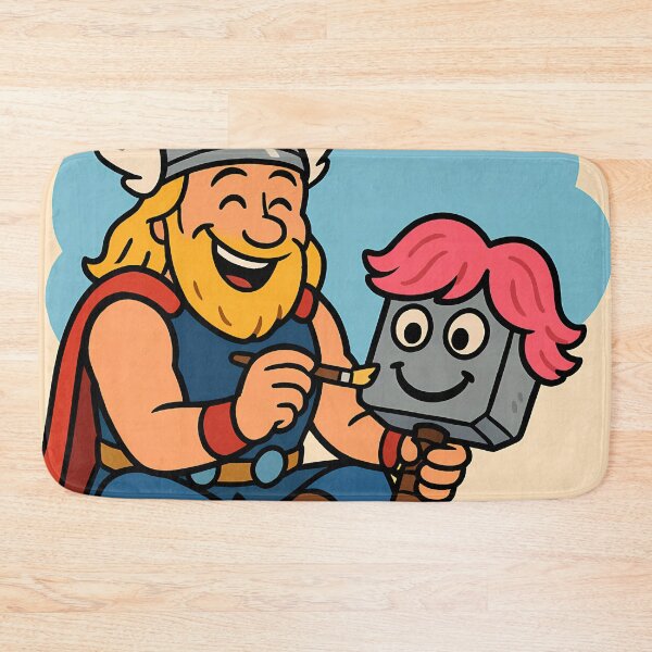 Item preview, "Thor Decorating Mjolnir – Funny Norse Cartoon" designed and sold by NorseDrip.