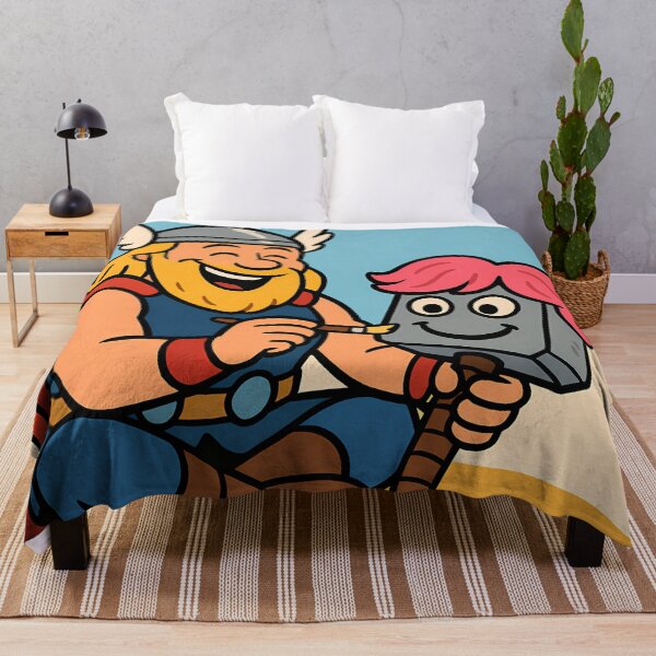 Item preview, "Thor Decorating Mjolnir – Funny Norse Cartoon" designed and sold by NorseDrip.