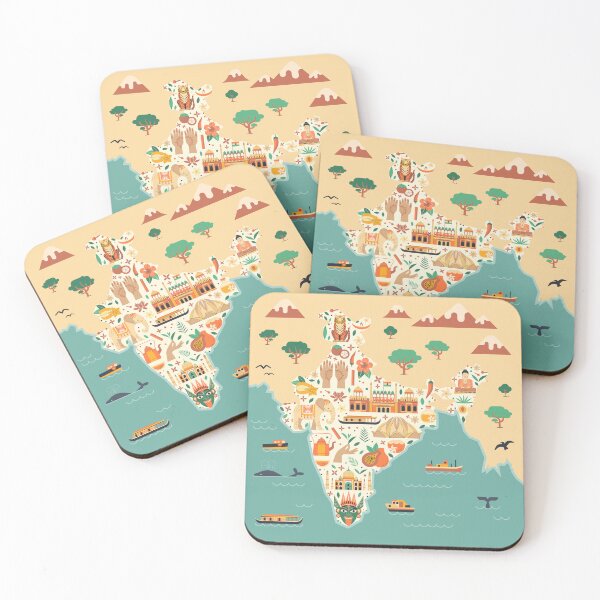 Item preview, India Map Vintage Travel Poster designed and sold by ByVolya.