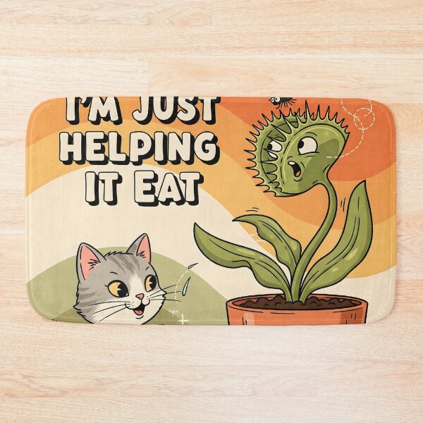 Item preview, Whimsical Retro Cat & Venus Flytrap Funny Illustration T-Shirt designed and sold by Jayara [Born To Reign].