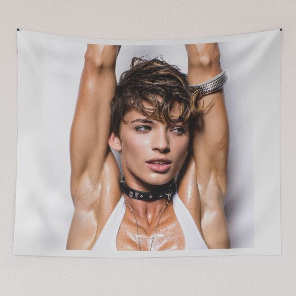 Item preview, Beautiful sexy gym woman posing with her arms up showing her armpits sweating designed and sold by Vintage Designs +.