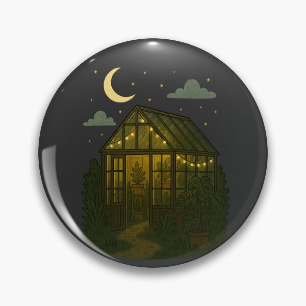 Item preview, Moonlit Greenhouse – Cozy Nighttime Plant Lover Sticker with Fairy Lights designed and sold by Feral Confetti.