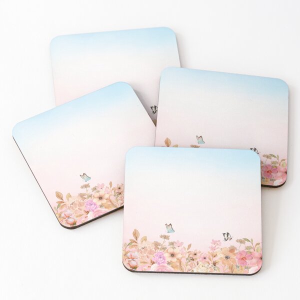 Item preview, Pastel Floral Garden with Butterflies | Soft Aesthetic Nature Design designed and sold by FurEverLove.