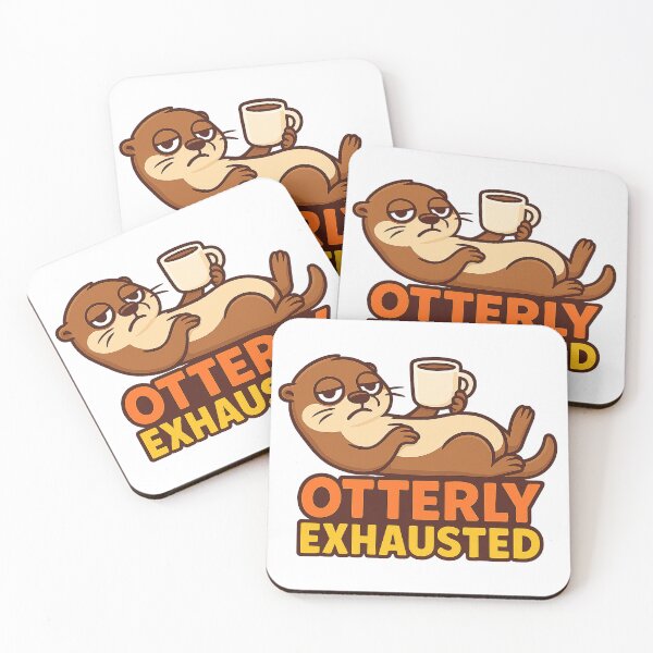 Item preview, Cute Otter Cartoon – “Otterly Exhausted” Funny Animal Pun designed and sold by jimnicklaus.
