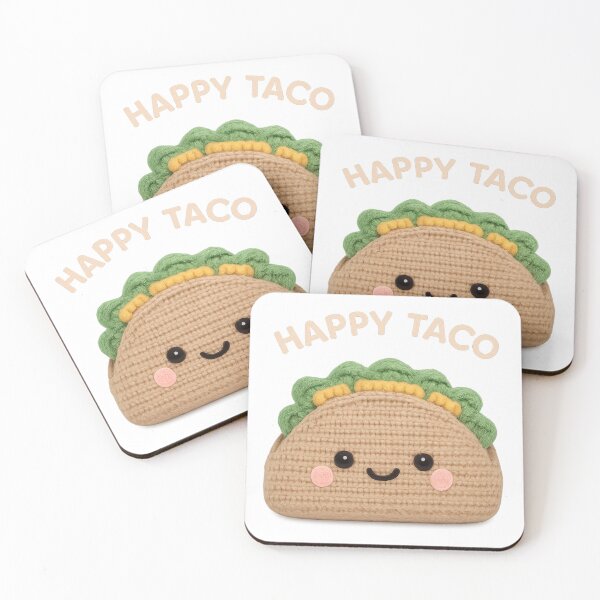 Item preview, Happy Taco Crochet Amigurumi Plush designed and sold by Tiny Stitch World.