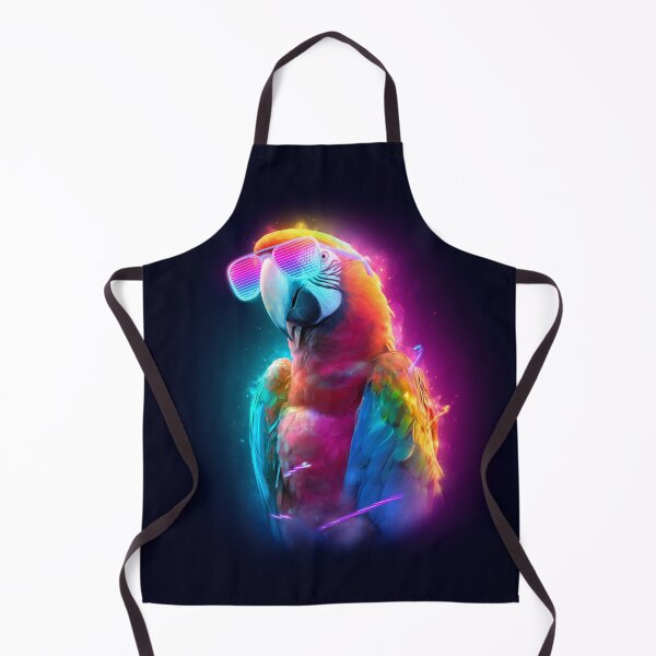 Item preview, Neon Parrot with Sunglasses – 80s Party Bird Art designed and sold by VisionaryVeils.