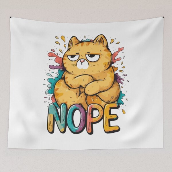 Artikelvorschau, Grumpy Cat Nope – Funny Lazy Cartoon Design entworfen und verkauft von AlexLineArt.