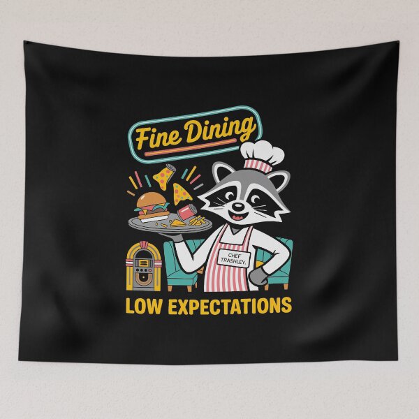 Item preview, Funny Raccoon Chef T-Shirt – Fine Dining, Low Expectations Retro Diner Design designed and sold by 89BLACK.