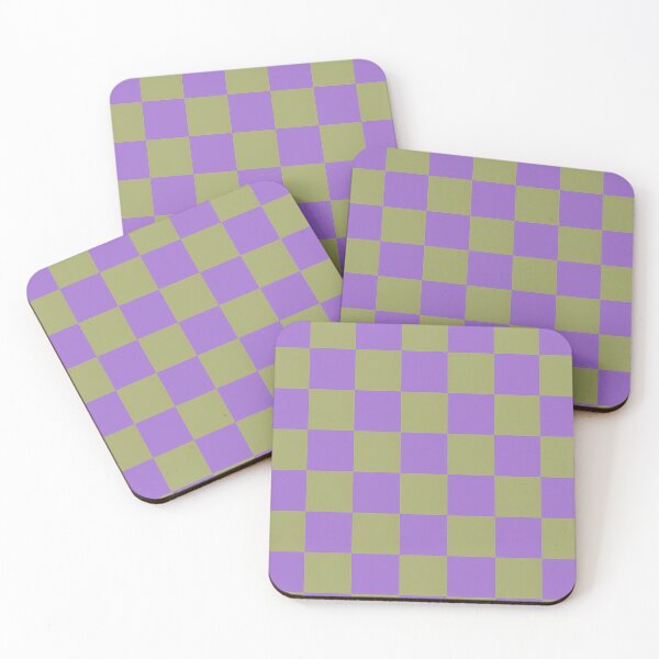 Item preview, Modern Gingham Grid in Acid Lavender and Olive Green designed and sold by weirdfishes123.