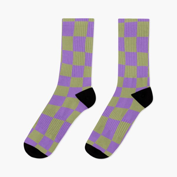Item preview, Modern Gingham Grid in Acid Lavender and Olive Green designed and sold by weirdfishes123.