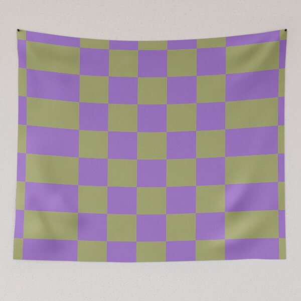 Item preview, Modern Gingham Grid in Acid Lavender and Olive Green designed and sold by weirdfishes123.