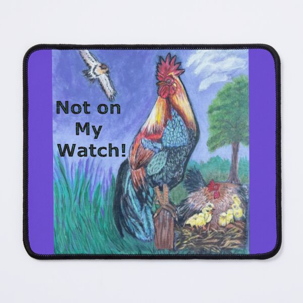 Item preview, Not on My Watch! Fierce Rooster Stands Guard over his Hen and Chicks designed and sold by Laugh a Lot Folk Art.