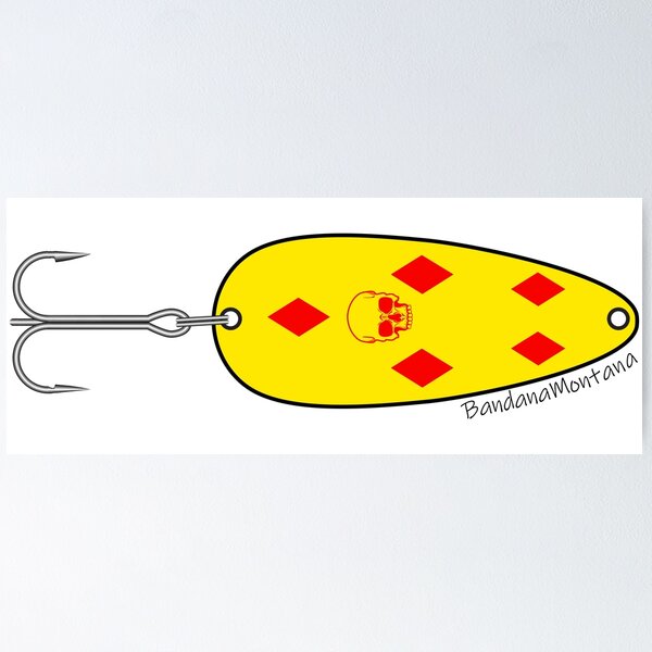 Red Flamed and White Popper Fishing Lure Poster for Sale by BandanaMontana