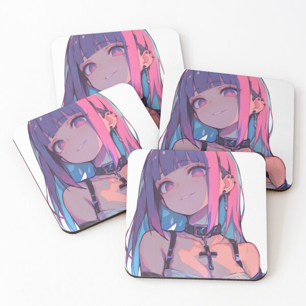 Item preview, Pink Hair Anime Goth Girl Smirking designed and sold by CautiousDesignz.