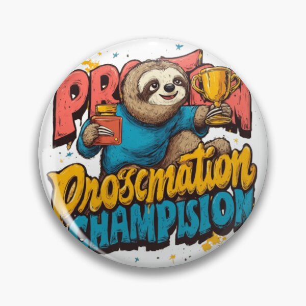 Item preview, Procrastination Champion – Funny Sloth Cartoon Design designed and sold by AlexLineArt.