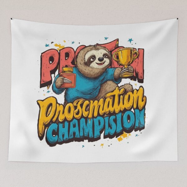 Item preview, Procrastination Champion – Funny Sloth Cartoon Design designed and sold by AlexLineArt.