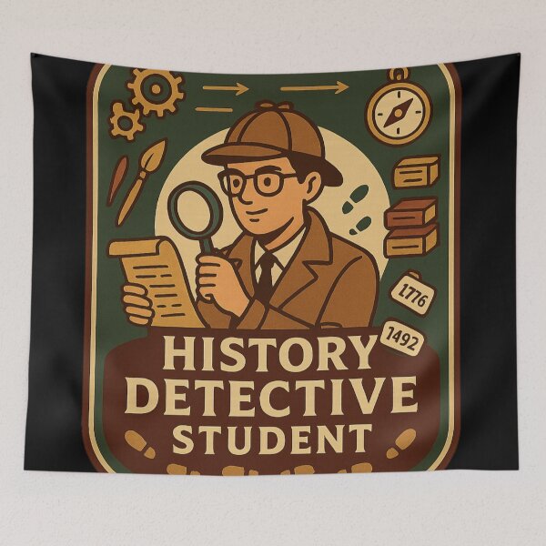Item preview, History Detective Student Badge | Historical Investigation Sticker | Social Studies Gift designed and sold by Feline Rockstars.
