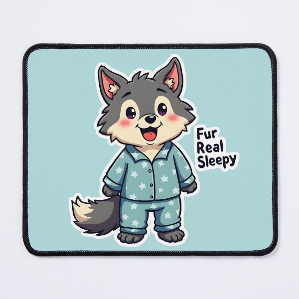 Item preview, Cute Sleepy Wolf Cartoon Pajamas Fur Real Sleepy designed and sold by HasHs.