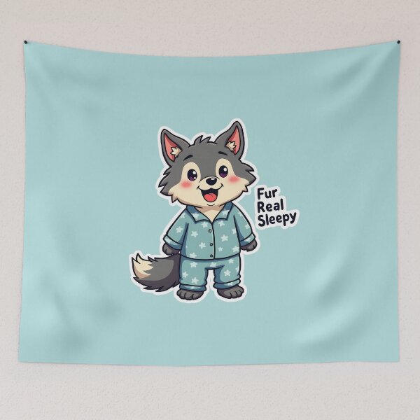 Item preview, Cute Sleepy Wolf Cartoon Pajamas Fur Real Sleepy designed and sold by HasHs.