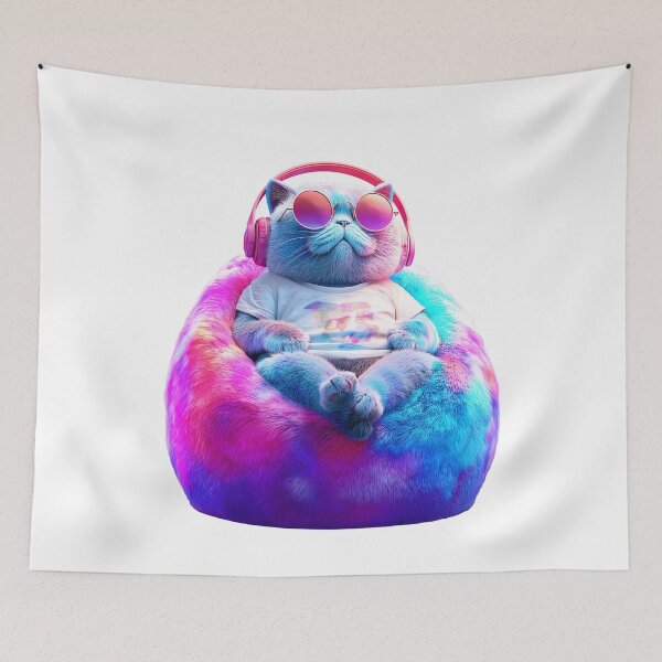 Item preview, Cool Cat with Headphones – Chill Vibes Illustration designed and sold by VisionaryVeils.