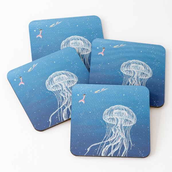 Item preview, Drifting Jellyfish and Tiny Mermaids - Ocean Scene designed and sold by Charlotte Paints.