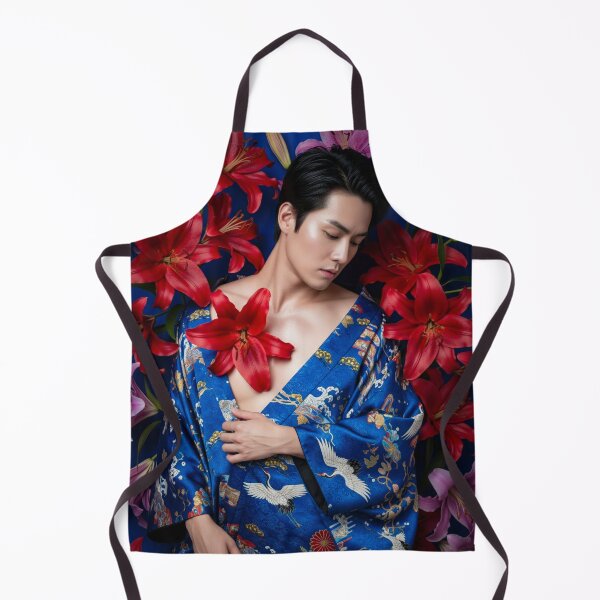 Artikelvorschau, Sinnlicher tätowierter asiatischer Mann im Kimono mit Lilien #10 entworfen und verkauft von Atlas Kai.