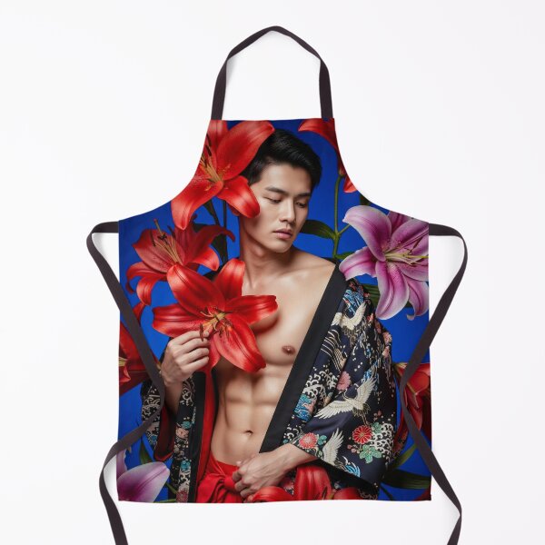 Artikelvorschau, Sinnlicher tätowierter asiatischer Mann im Kimono mit Lilien #13 entworfen und verkauft von Atlas Kai.