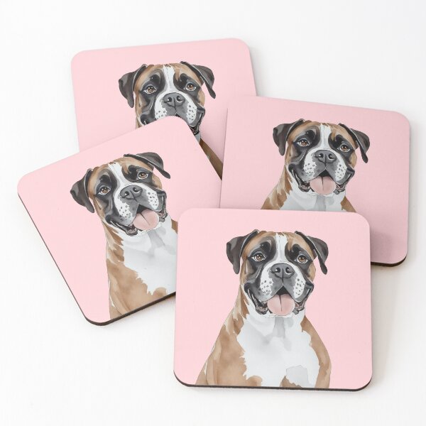 Artikelvorschau, Boxerwelpe Aquarell (pink) entworfen und verkauft von Magnolia Valley Art.