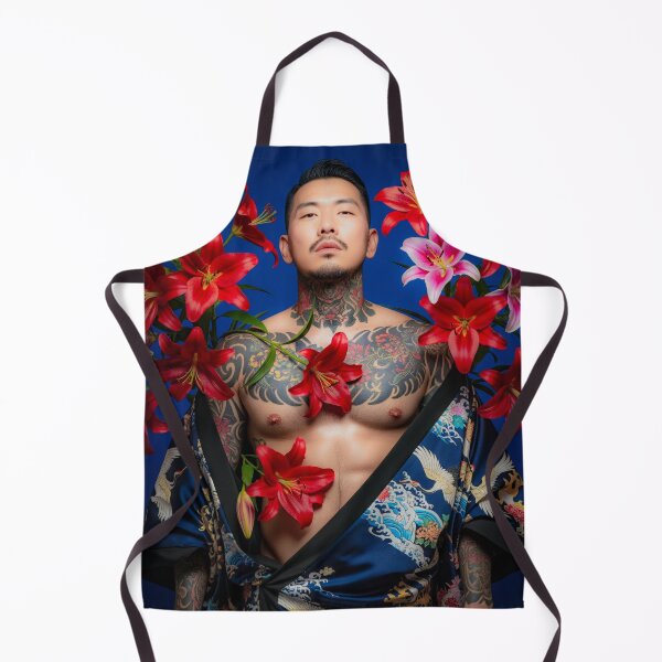 Artikelvorschau, Sinnlicher tätowierter asiatischer Mann im Kimono mit Lilien #15 entworfen und verkauft von Atlas Kai.