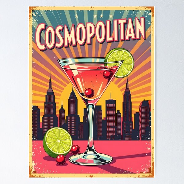 Item preview, Cosmopolitan Cocktail Art – Retro Pink Martini Poster designed and sold by MooLaLa.Store.