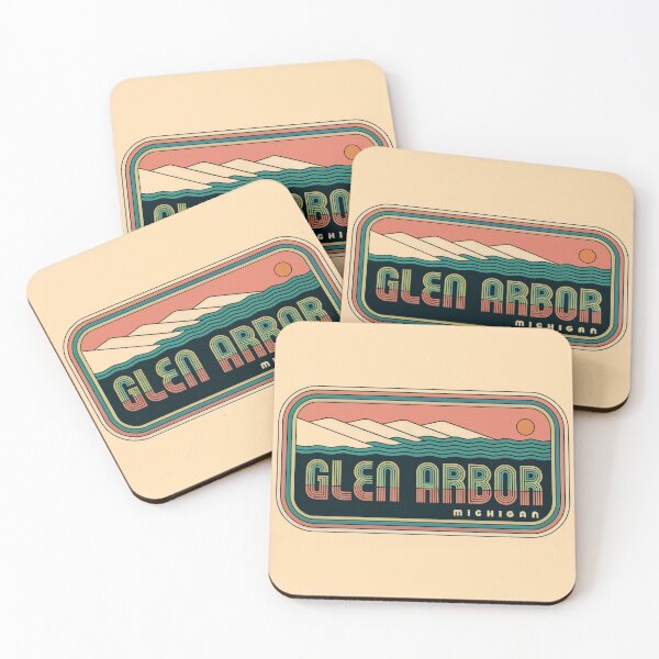 Item preview, Glen Arbor Michigan 70s Retro Sunset designed and sold by TheOldMittenIllustrated.