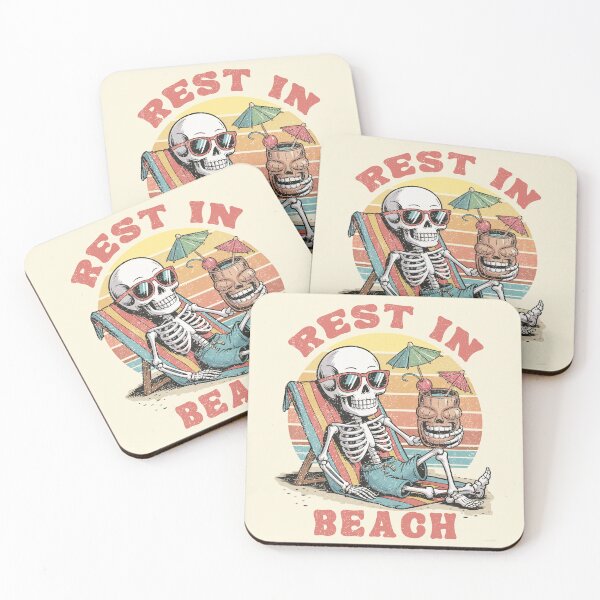 Item preview, REST IN BEACH - funny skeleton beach bum designed and sold by Wander X Design.