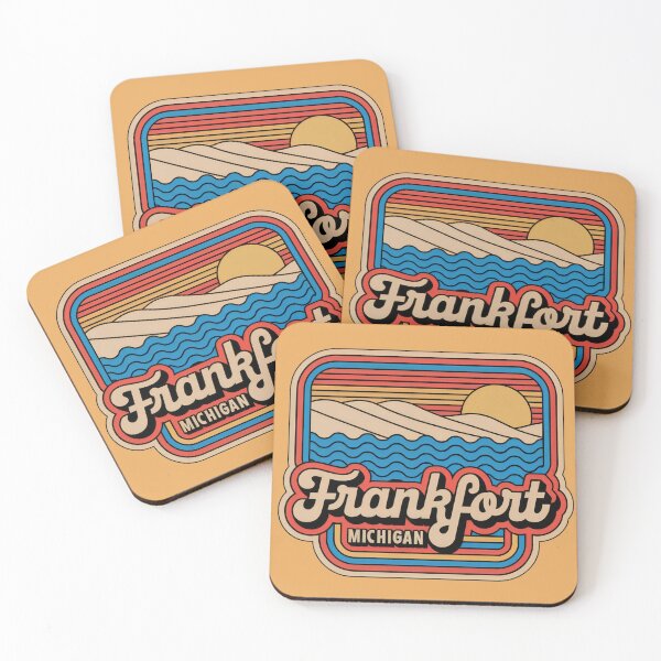 Item preview, Frankfort Michigan 70s Retro Sunset designed and sold by TheOldMittenIllustrated.