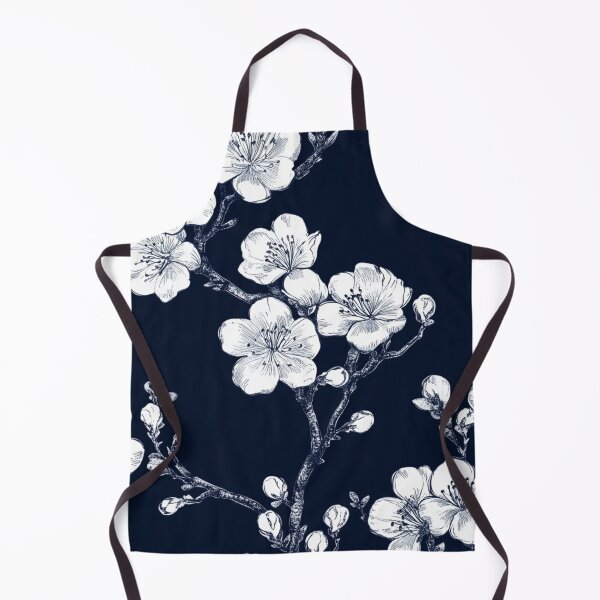Item preview, Dark Navy White Cherry Blossom Pattern designed and sold by GrinGalore.